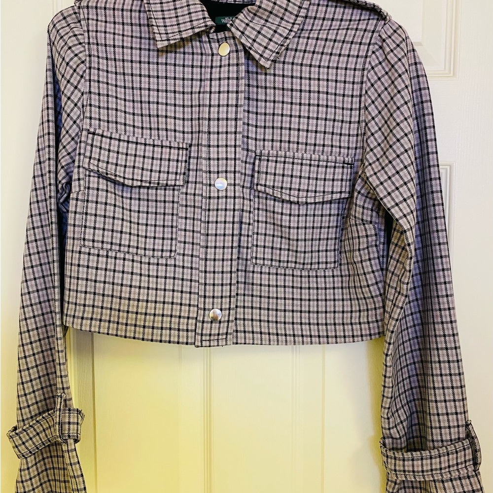 Wild Fable Plaid Button-Up Cropped Jacket